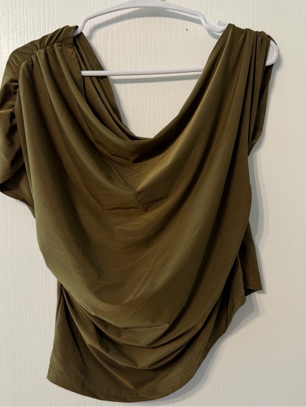 SHEIN Olive Green Draped Cowl Neck Top